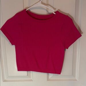 Women's Hot Pink Ribbed Crop Top